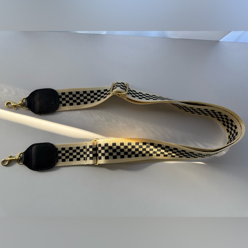 Clare V Black & Cream Checker Crossbody Strap